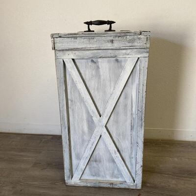 Distressed Wood Barn Style Trash Can / Hamper