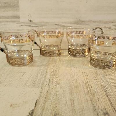 (4) Vintage Gold Key Libby Coffee Cups