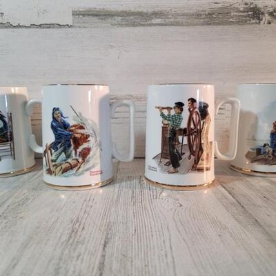 (4) Vintage Norman Rockwell Coffee Mugs