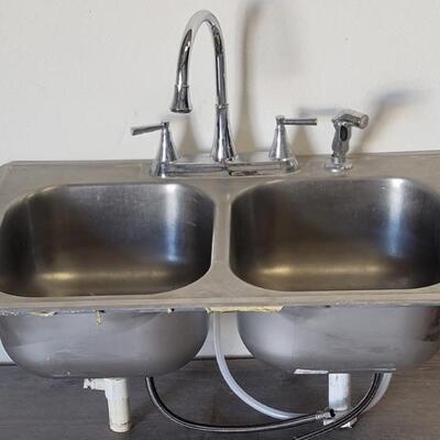 Stainless Double Sink with Faucet & Sprayer