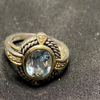 925 Sterling Ring with Light Blue Stone, 5.7Grams