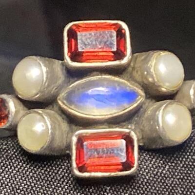 Nicky Butler 925 Silver Ring with Pearl and Garnet