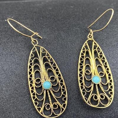 Vintage Silver and Turquoise Dangle Earrings