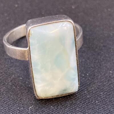 925 Silver Ring Set with Light Blue Stone Size 8.5