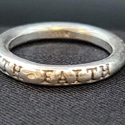 Sterling Silver Faith Ring, Size 5