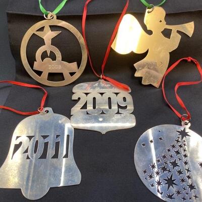 (5) 925 James Avery Silver Christmas Ornaments