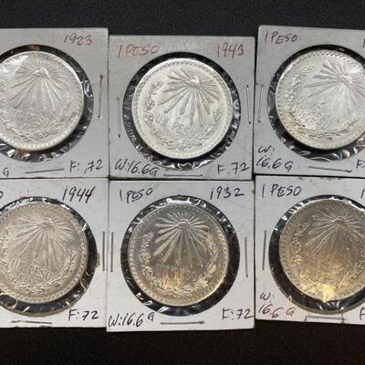 (6) .720 Mexican Silver Un Peso
