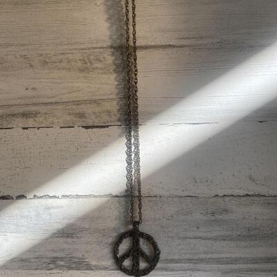Copper-Like Peace Sign Necklace