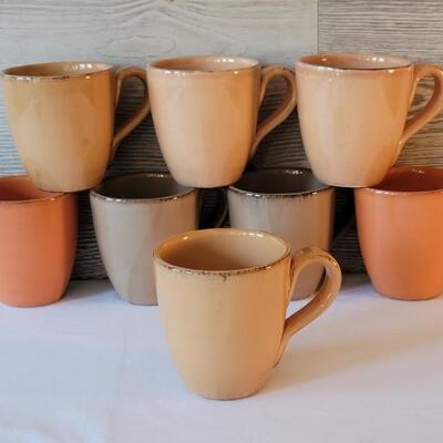 (8) Large Earthentone Mugs, Italy