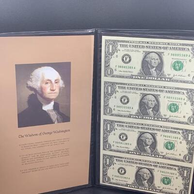 Sheet of Uncirculated One Dollar Bills