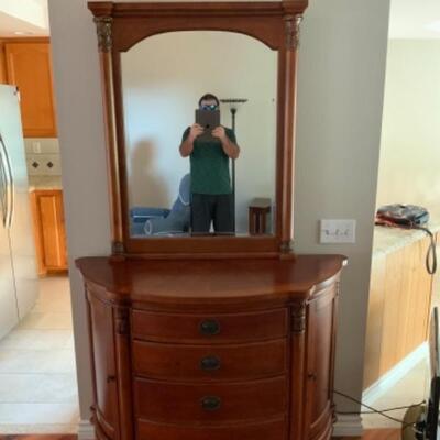 Curio cabinet w/ matching mirror.  $350