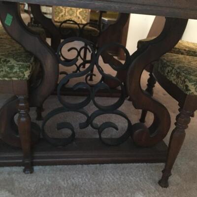 dining table with wrought iron base