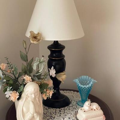 lamp (SOLD), blue vase (SOLD) and accessories