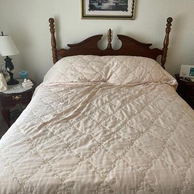 Queen size bed and mattress and bed spread/shams