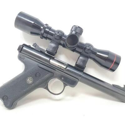 #201 â€¢ Ruger Mark 1 .22lr Semi-Auto Pistol with Simmons 4Ã—32 Scope. Serial Number: 17-52867 Barrel Length: 5.5
