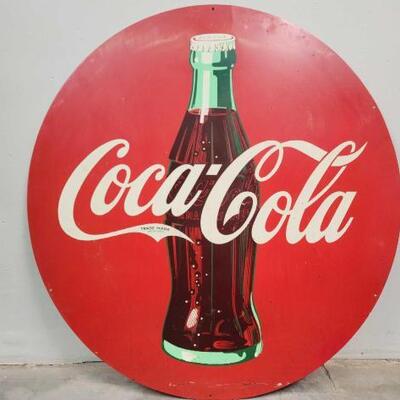 #114 â€¢ Metal Coca-Cola Sign. Measures approx 45