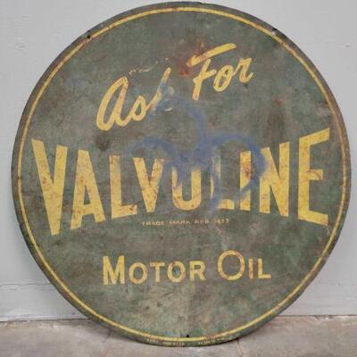 #106 â€¢ Double Sided Valvoline Motor Oil Sign. Measures approx 30