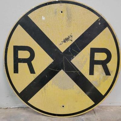 #112 â€¢ Metal Railroad Crossing Sign. Measured approx 30