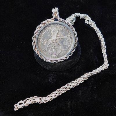 Joseph Lonewolf for White Mesa Pueblo sterling silver coin and chain