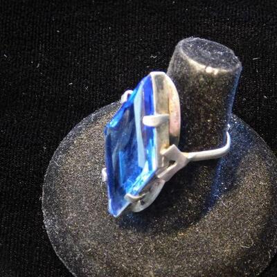 Large Blue Topaz and sterling ring