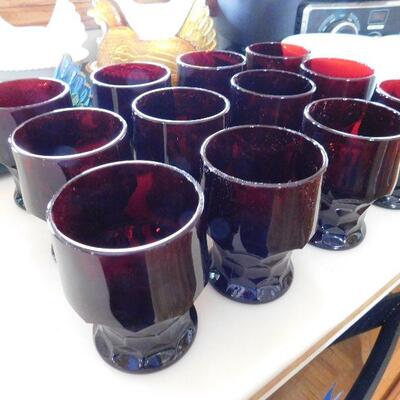 Imperial cranberry red glass set
