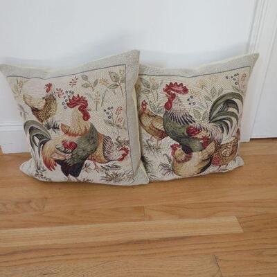 J. Pansu Paris needlwork rooster pillows