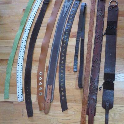 Assorted designer belts includes Prada, MiuMiu