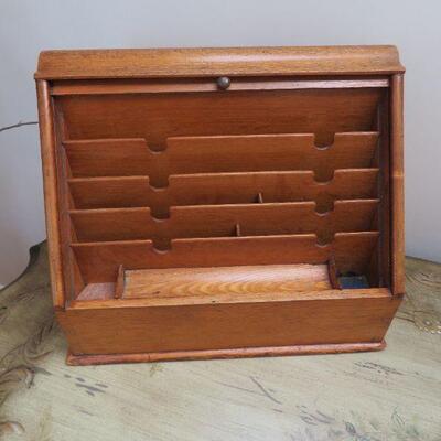 Antique English writing cabinet-letter holder
