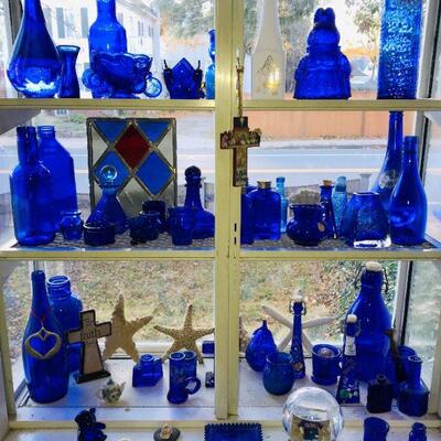 Cobalt  figural bottles 
