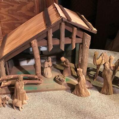 1950s  hand carved Christmas Nativity Set