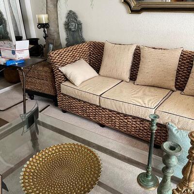 Nice sun room couch and decor 