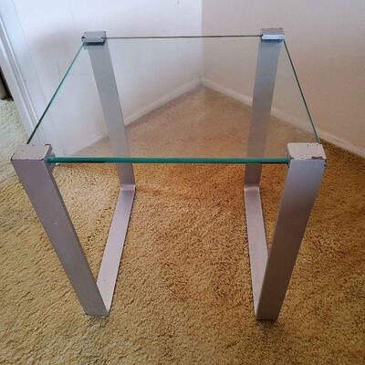 AAE013 - Art Deco Style Iron & Glass End Table