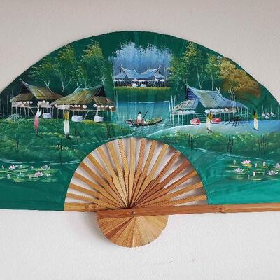 AAE063 - Large Vintage Folding Fan Wall Decor #2 of 2
