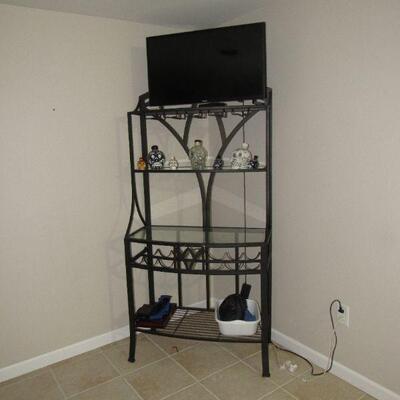Shelf unit with wine bottle and glass racks