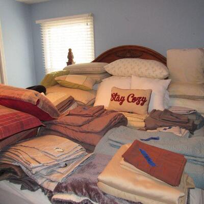 Comforters, pillows, sheets