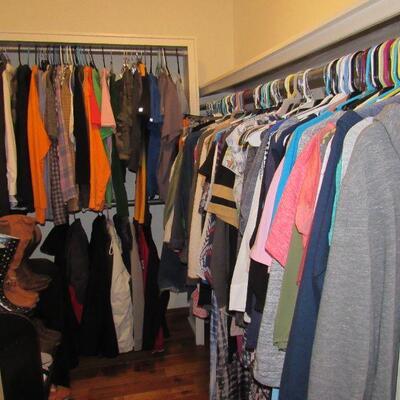 Clothes- mens and womens most are medium and large sizes