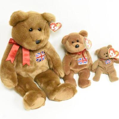 3 Ty Britannia Bears - Beanie Babies
