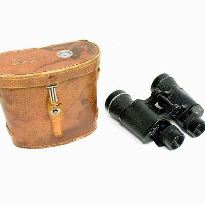 Binolux Binoculars Compass in Lid of Leather Case