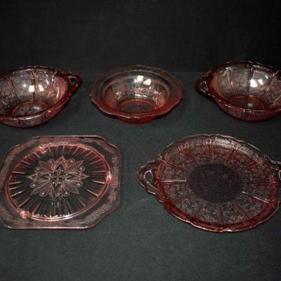 Pink Depression Glass 5 Pieces