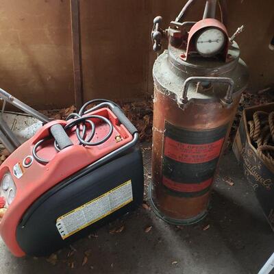 Air compressor and Vintage Fire Extinguisher