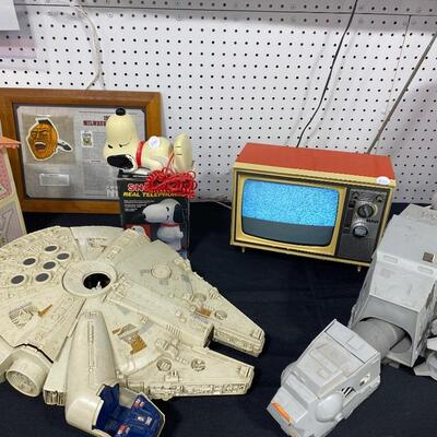 Millenium Falcon, At-At, 1970s TV, Snoopy Phone & Braves Patch