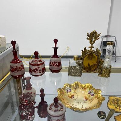 Bohemian Glass Perfume, Perfumes, Ornate Bowl