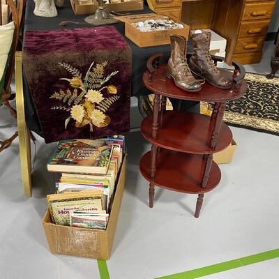 Craft Books, Accent Table, Leather Boots, Antique Velvet Piece