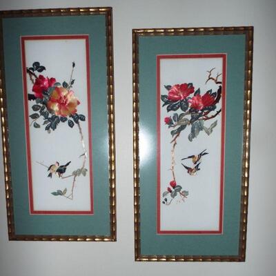 ASIAN EMBROIDERED FLORAL ART