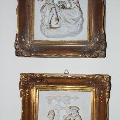 19TH CENTURY FRENCH BISQUE LOVERS FRAMED ART