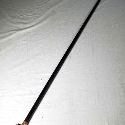 Victorianan embossed gold plated handle walking stick 