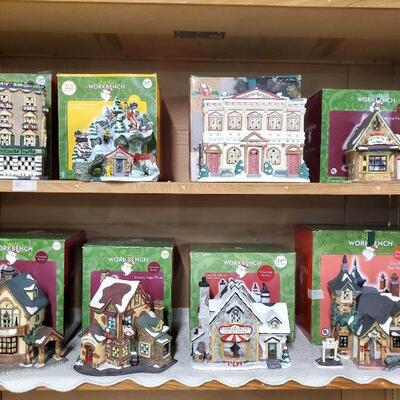 porcelain Christmas Village Houses with Boxes 