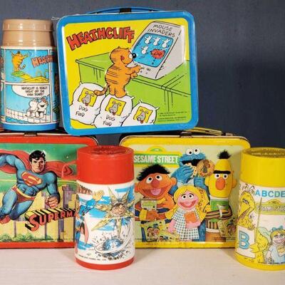 Heathcliff, Sesame Street & Superman Lunch Boxes