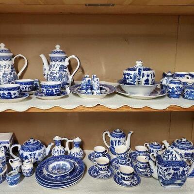 Blue Willow Teapots, Cups and Saucers, Plates and more