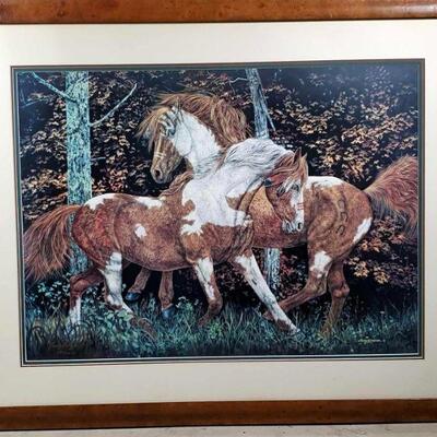 Judy Larson framed LE camouflage art lithograph